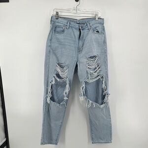 American Eagle Outfitters Distressed Light Blue Straight Cut Jeans size 10R